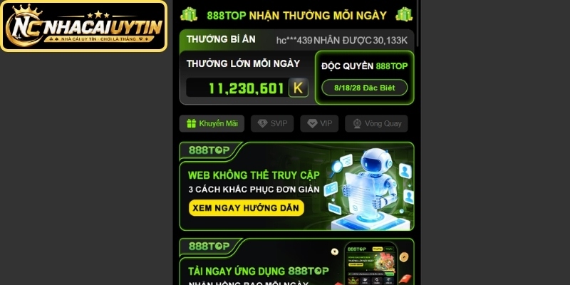 Khuyến mãi 888TOP nổi bật dành cho thành viên